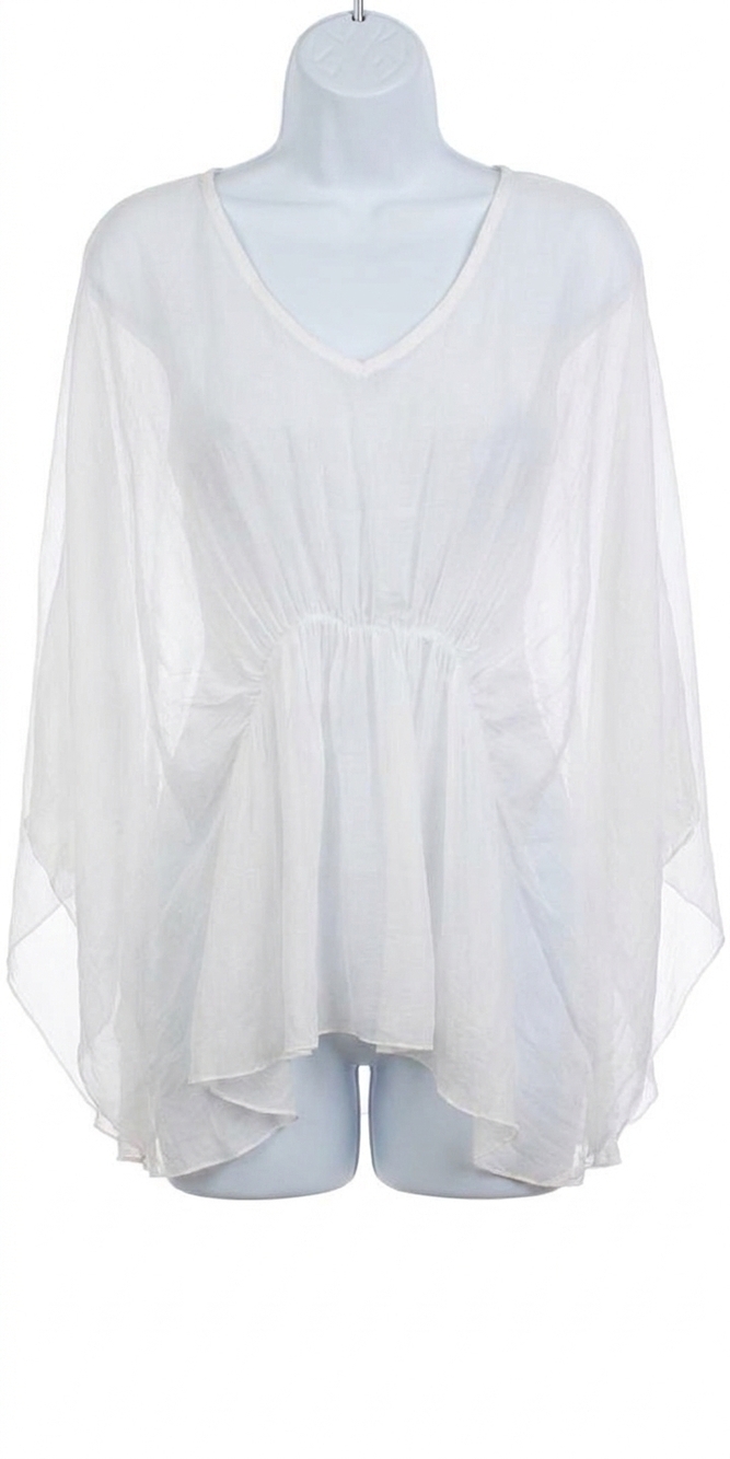NEW GIGI MODA paolita bat-wing scoop neck blouse in white